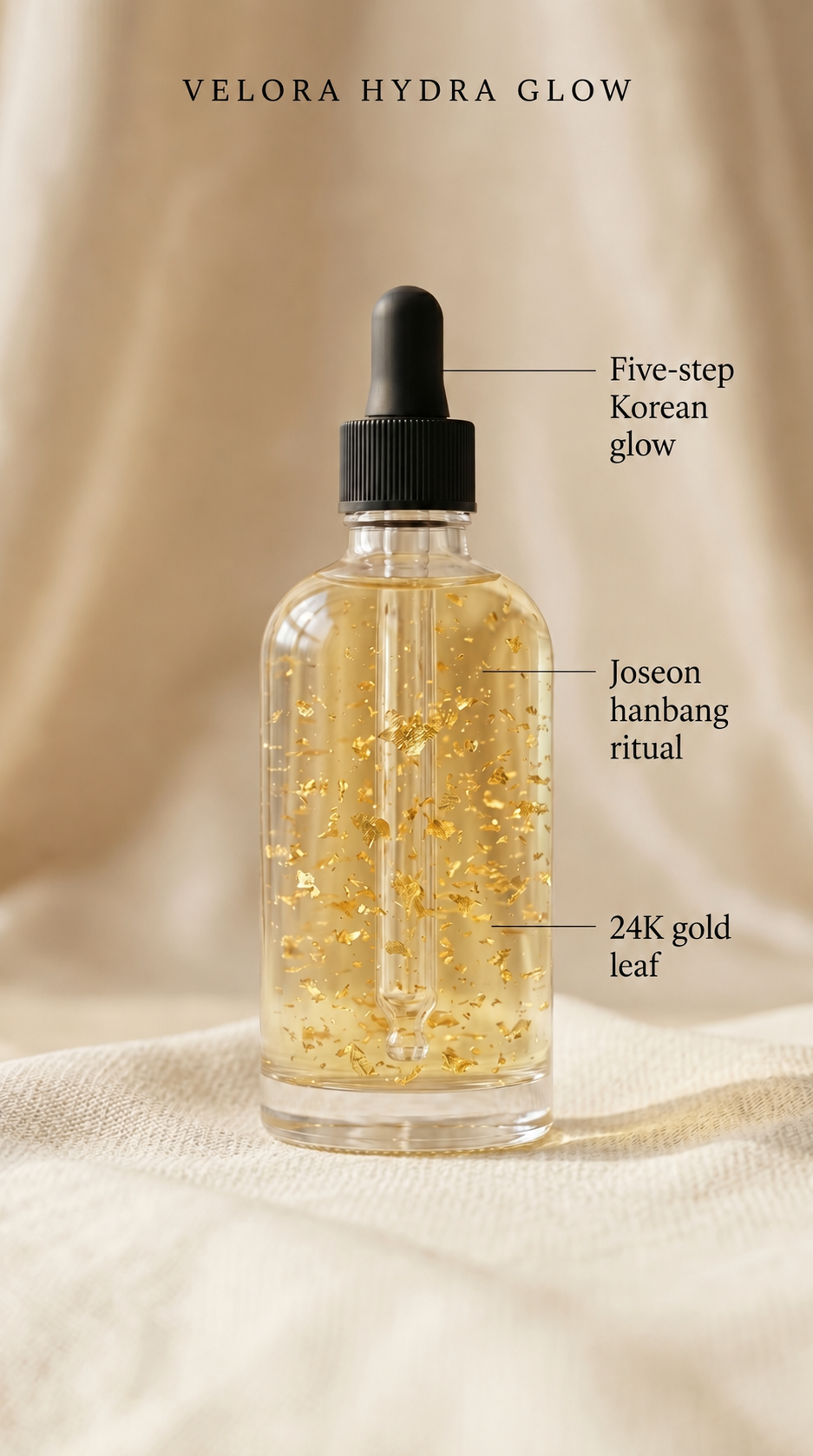 Velora Hydra Glow — Gold-Leaf Hyaluronic Serum